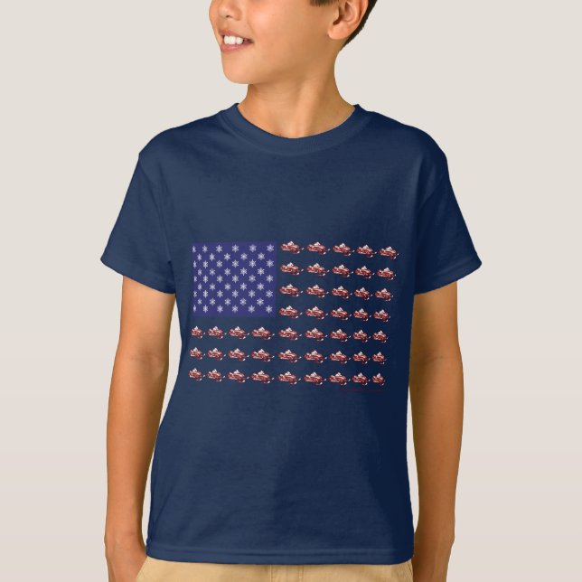 Patriotic Snowmobiling T-Shirt (Front)