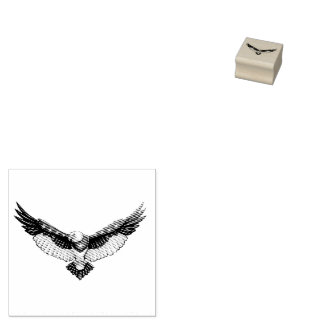 Patriotic Soaring Eagle Graphic – Red White  Rubber Stamp