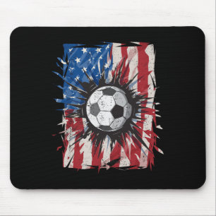 Patriotic Soccer 4th Of July Men Usa American Flag Mouse Mat