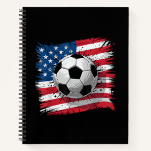 Patriotic soccer 4th of july men usa american flag notebook
