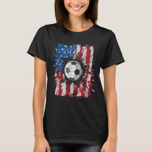 Patriotic Soccer 4th Of July Men Usa American Flag T-Shirt