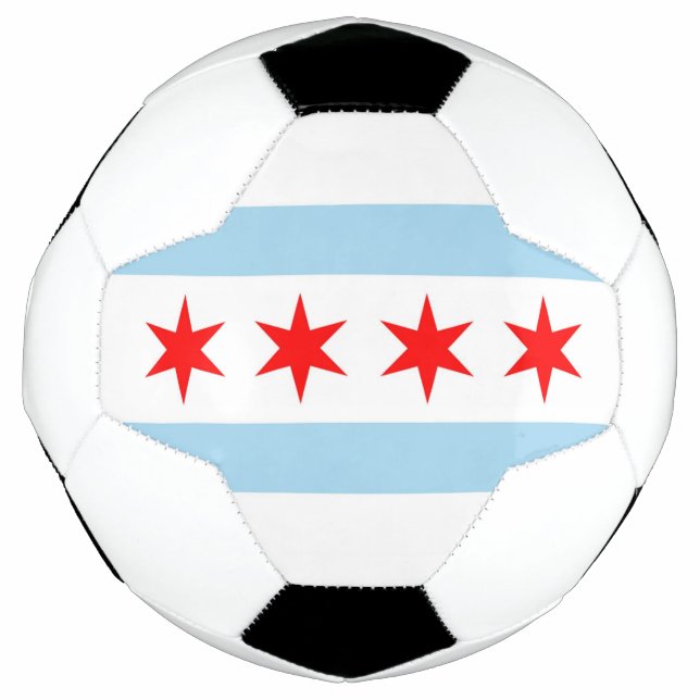 Patriotic Soccer Ball with Flag of Chicago, USA (Front)