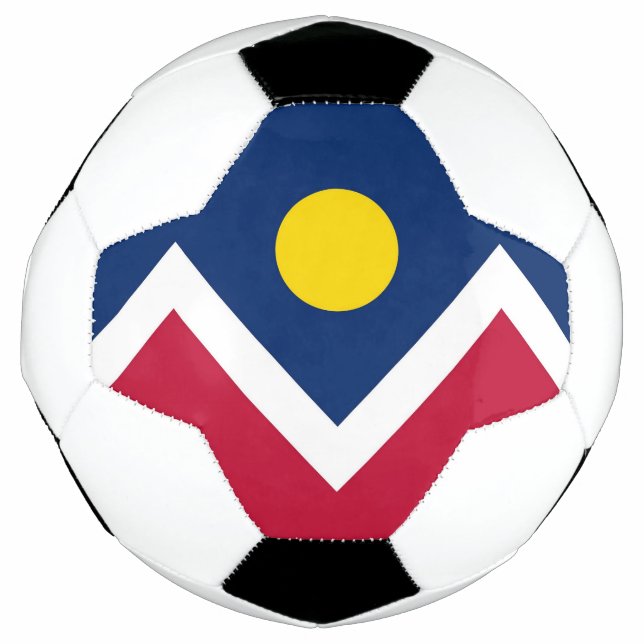 Patriotic Soccer Ball with Flag of Denver, USA (Front)