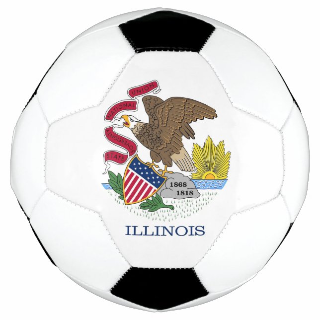Patriotic Soccer Ball with Flag of Illinois, USA (Front)