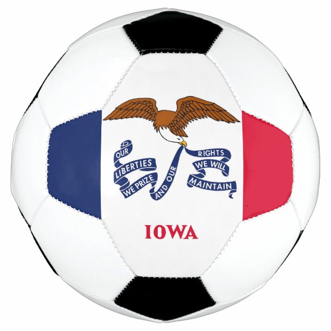 Patriotic Soccer Ball with Flag of Iowa, USA (Front)