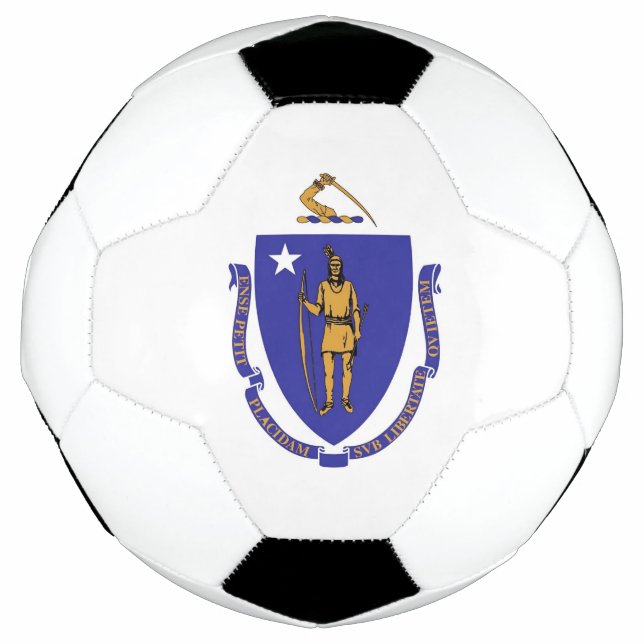 Patriotic Soccer Ball with Flag of Massachusetts (Front)