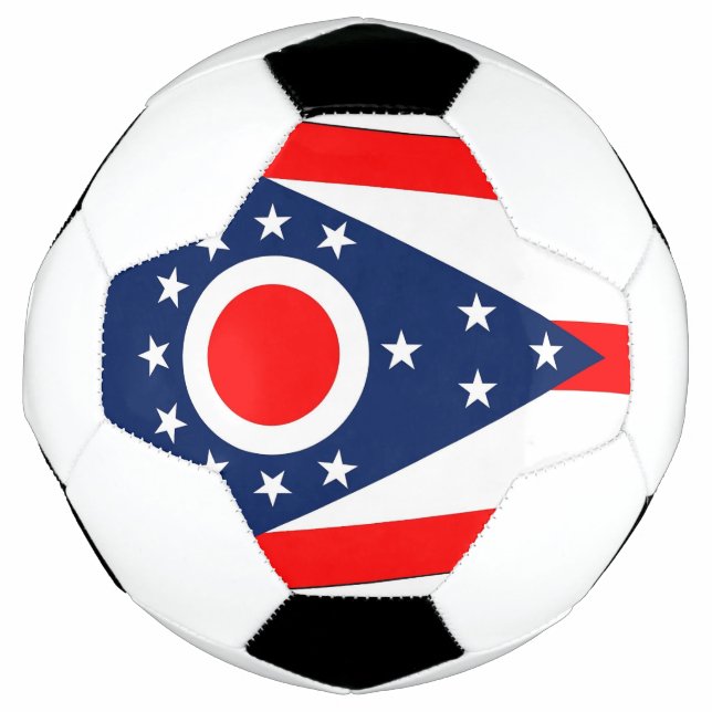 Patriotic Soccer Ball with Flag of Ohio, USA (Front)