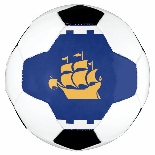 Patriotic Soccer Ball with Flag of Quebec City (Front)