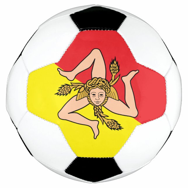 Patriotic Soccer Ball with Flag of Sicily, Italy (Front)