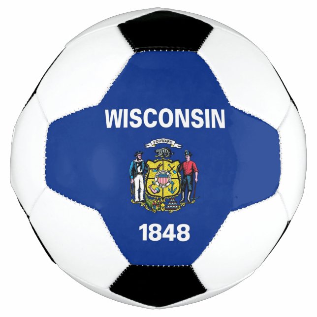 Patriotic Soccer Ball with Wisconsin State Flag (Front)