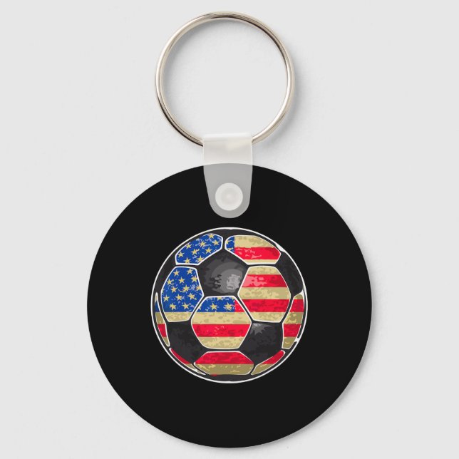 Patriotic Soccer Ll Usa Flag  Key Ring (Front)