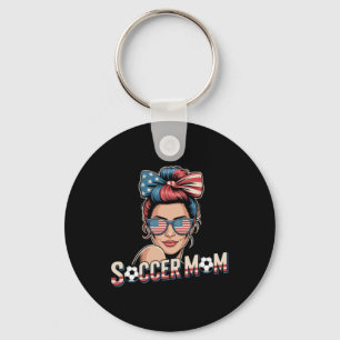 Patriotic Soccer Mum American Flag Retro Sungles _ Key Ring
