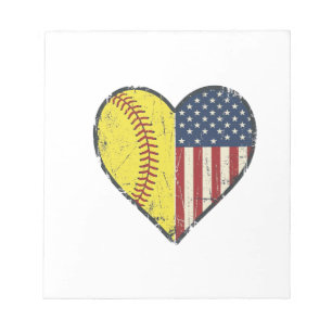 Patriotic Softball Heart Vintage Vector Design_1 Notepad
