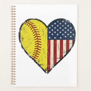 Patriotic Softball Heart Vintage Vector Design_1 Planner
