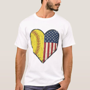 Patriotic Softball Heart Vintage Vector Design_1 T-Shirt