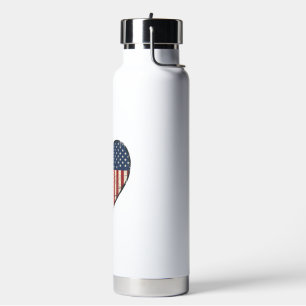 Patriotic Softball Heart Vintage Vector Design_1 Water Bottle