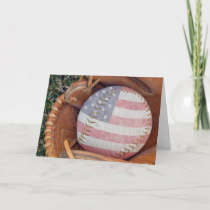Patriotic Softball in glove Card