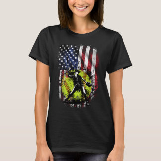 Patriotic Softball Pitcher - 4th of July USA Flag T-Shirt