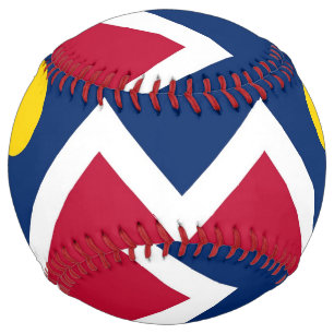 Patriotic Softball with flag of Denver, USA