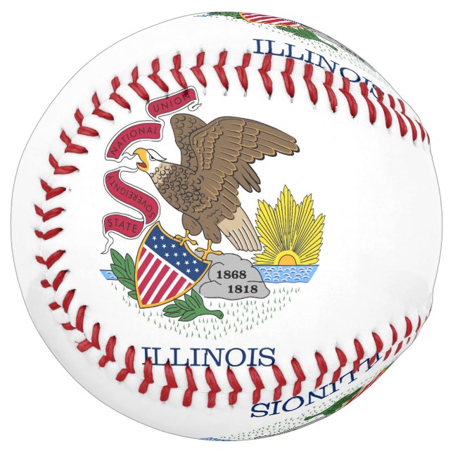 Patriotic Softball with flag of Illinois, USA (Front Left)