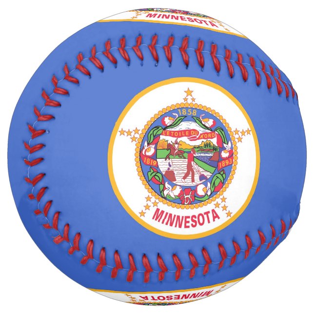 Patriotic Softball with flag of Minnesota, USA (Front Left)