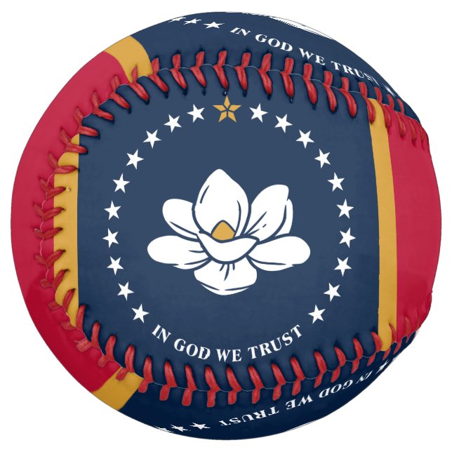 Patriotic Softball with flag of Mississippi, USA (Front Left)