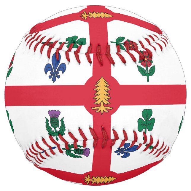 Patriotic Softball with flag of Montreal, Canada (Front)