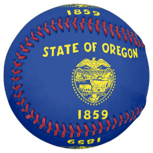 Patriotic Softball with flag of Oregon, USA