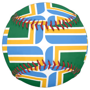 Patriotic Softball with flag of Portland, USA
