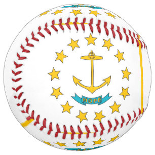 Patriotic Softball with flag of Rhode Island, USA
