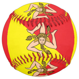 Patriotic Softball with flag of Sicily, Italy