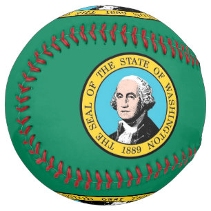 Patriotic Softball with flag of Washington, USA