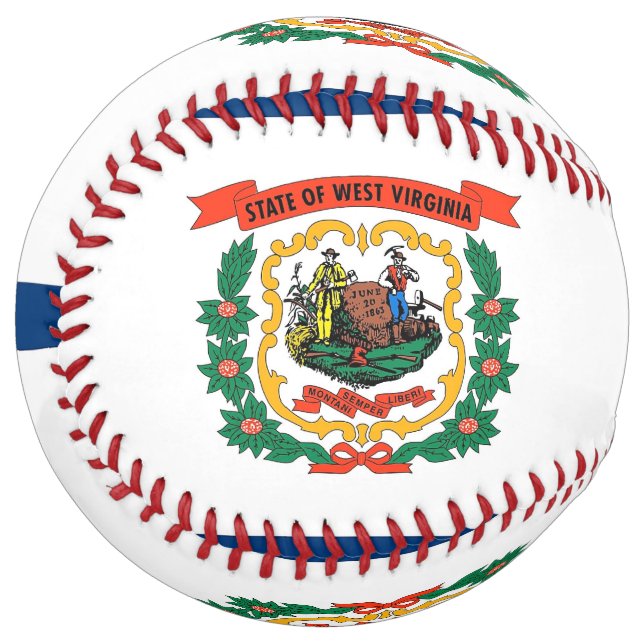 Patriotic Softball with flag of West Virginia, USA (Front Left)