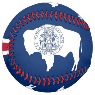 Patriotic Softball with flag of Wyoming, USA
