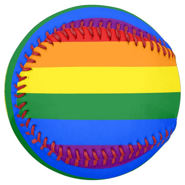 Patriotic Softball with Pride flag of LGBT (Front Left)