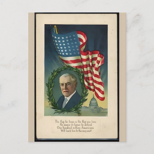 Patriotic Soldier Holding US Flag Postcard (Front)