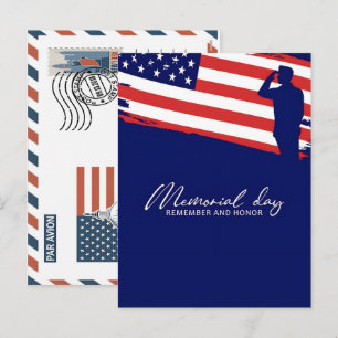 Patriotic Soldier Holding US Flag Postcard