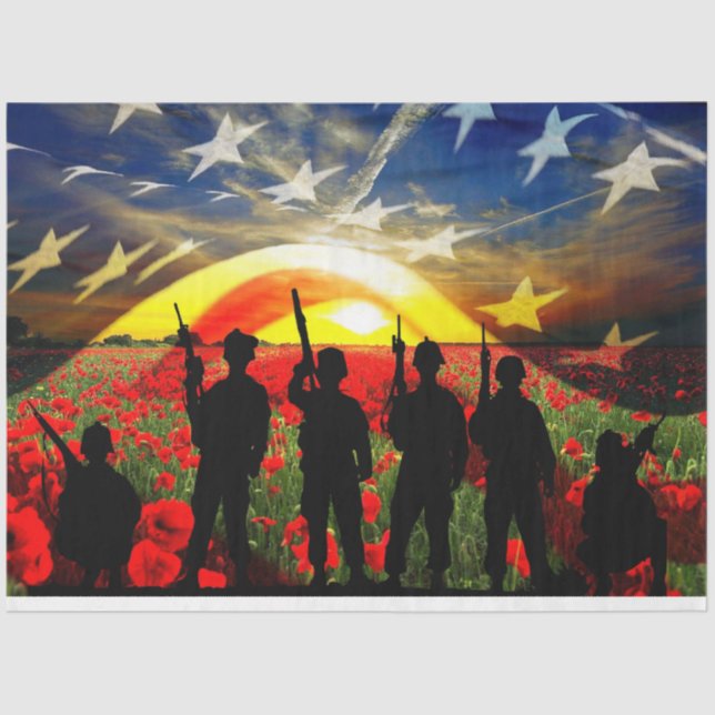 Patriotic Soldiers American Flag Tissue Paper (Front)