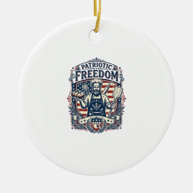 Patriotic Sourdough Baker Ceramic Tree Decoration (Front)