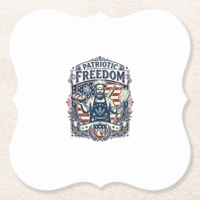 Patriotic Sourdough Baker Paper Coaster (Front)