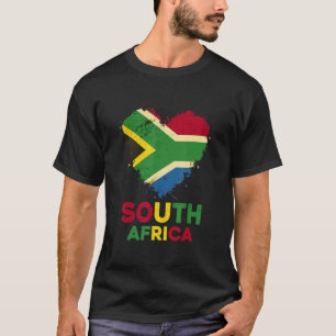 Patriotic South Africa Heart Flag for Negro Pride T-Shirt