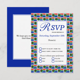 Patriotic SOUTH AFRICAN FLAG RSVP Card