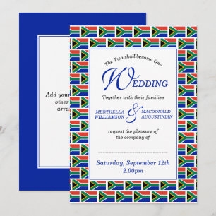 Patriotic SOUTH AFRICAN Wedding Invitation
