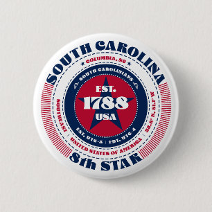 Patriotic South Carolina Circle with State Details 6 Cm Round Badge