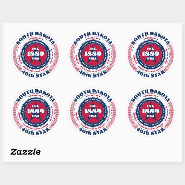 Patriotic South Dakota Circle Design Sticker (Sheet)
