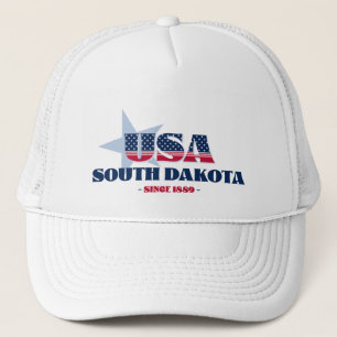 Patriotic South Dakota Typography Trucker Hat