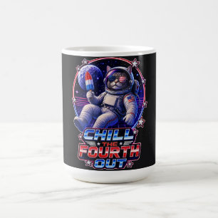 Patriotic Space Cat 4th of July Coffee Mug