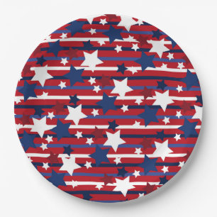 Patriotic Spark: Stars & Stripes in Motion Paper Plate