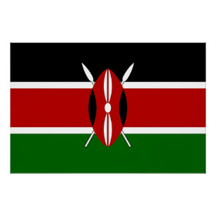 Patriotic, special wall poster with Flag of Kenya