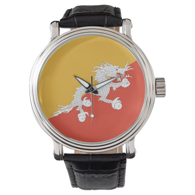 Patriotic, special watch with Flag of Bhutan (Front)